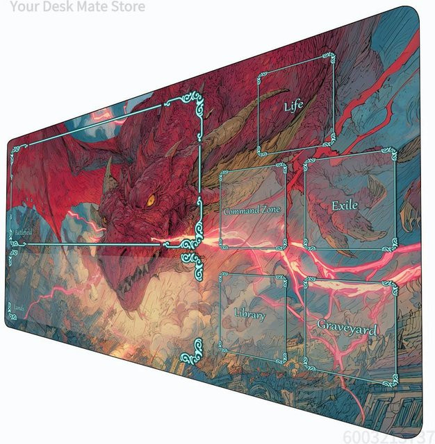 Potdemiel Fantasy Red Giant Dragon Magic: The Gathering Spielmatte, rutschfest, genähte Kante - Bild 1