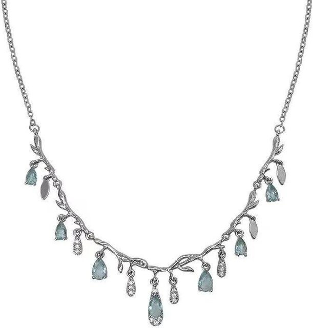 Halskette, blaue Wassertropfen-Zirkonia, Damen - Bild 1