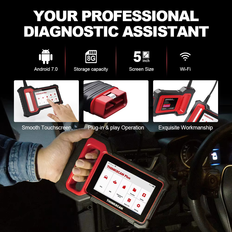 THINKCAR Thinkscan Plus S7 S6 S4 OBD2-Scanner Autodiagnosetool mit 28 Resets in Schwarz - Bild 3