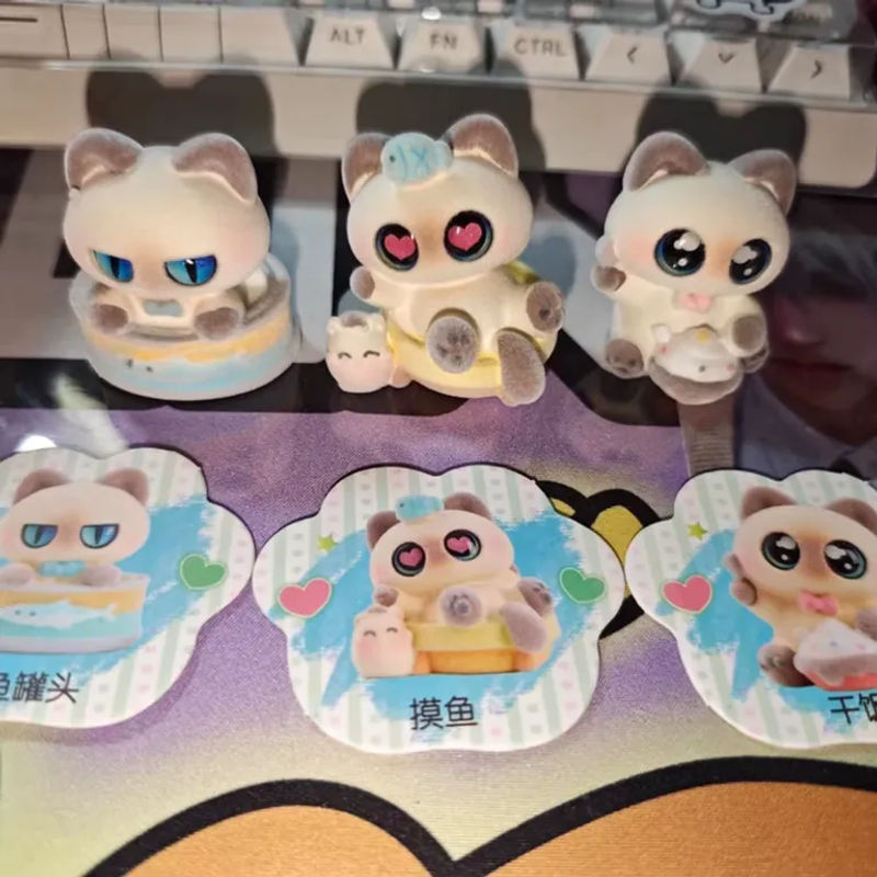 Little Bean Flocked Siamesische Katze Blind Box Mehrfarbige Plüsch Desktop-Figur als Dekoratives Ornament - Bild 5