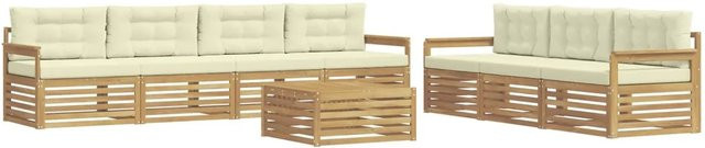 vidaXL Outdoor-Sofagarnitur aus Akazienholz mit Polstern in Weiß und Beige, 8-teiliges Set mit Tisch und Kissen, B/T/H: 79 x 79 x 37 cm - Bild 1