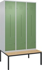 C+P Z-Spind Classic PLUS Sitzbank mit 6 Fächern und Zylinderschloss, Sitzfläche aus Buche-Hartholz, B/T/H: 212,0 x 120,0 x 81,5 cm - Bild 1
