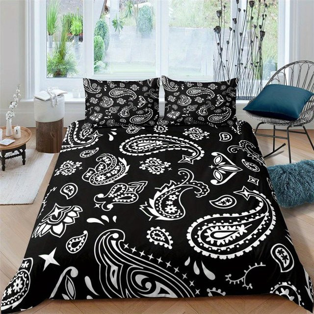 Paisley Bandana Bettwäsche-Set von Your Warm Home in Schwarz, bestehend aus Bettbezug und Kissenbezügen, Material Mikrofaser/Polyester, B/H: 140 x 200 cm - Bild 1