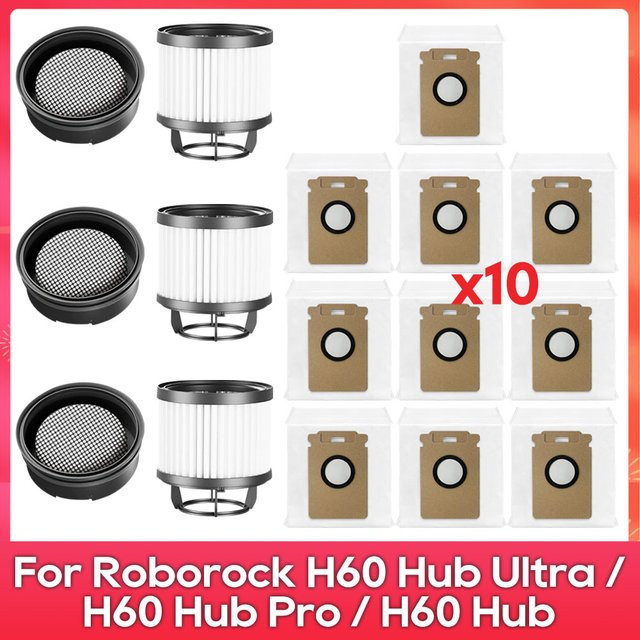 Roborock Ersatzteile Staubbeutel und Filter für H60 Hub Ultra und H60 Hub Pro in Weiß - Bild 1