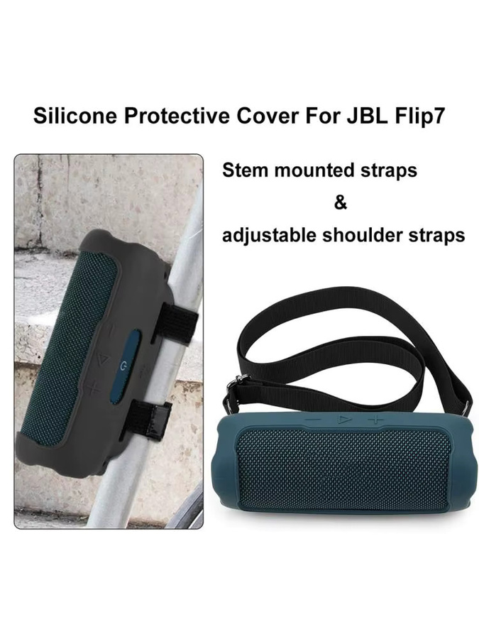 VODOOL Silikonhülle für JBL FLIP 7 Lautsprecher mit Schultergurt in Schwarz - Bild 6