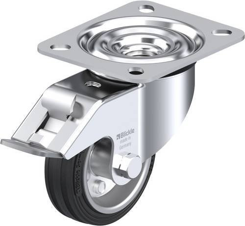 Blickle Lenkrolle LE-VE 80R-FI mit Feststeller in Schwarz und Silber, Rad-Durchmesser: 80 mm, Tragfähigkeit: 50 kg - Bild 1