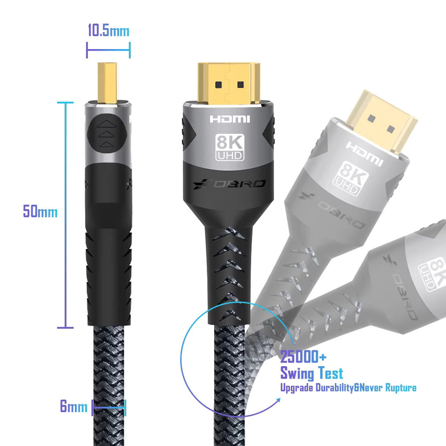Highwings Ultra High Speed HDMI Kabel mit 48 Gbit/s, geflochtenes 8K@60Hz und 4K@120Hz Kabel für PS5, Roku TV und Blu-ray - Bild 5