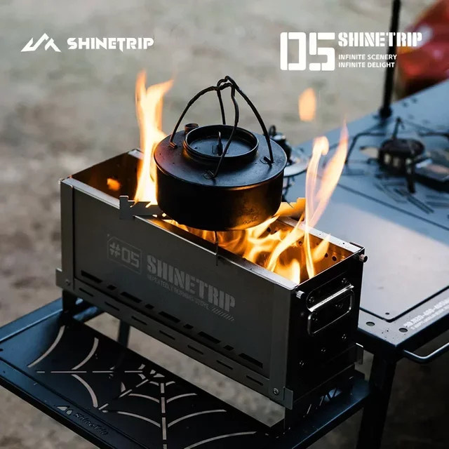 MOUNTAINHIKER ShineTrip Outdoor Camping IGT Side Burner aus Edelstahl in Silber, faltbarer tragbarer Kocher für den Einsatz auf dem Tisch - Bild 1