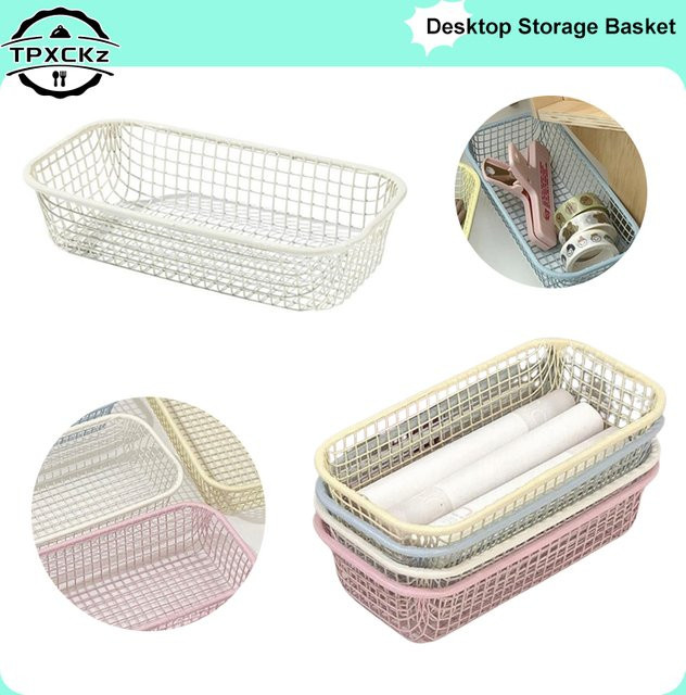 TPXCKz Metall Aufbewahrungskorb in Mesh-Optik als Organizer für Büro, Schreibwaren und Make-Up, Weiß/Mehrfarbig - Bild 1