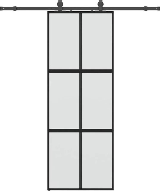 vidaXL Schiebetür aus Hartglas in Schwarz mit Beschlag, B: 76 cm, H: 205 cm - Bild 1