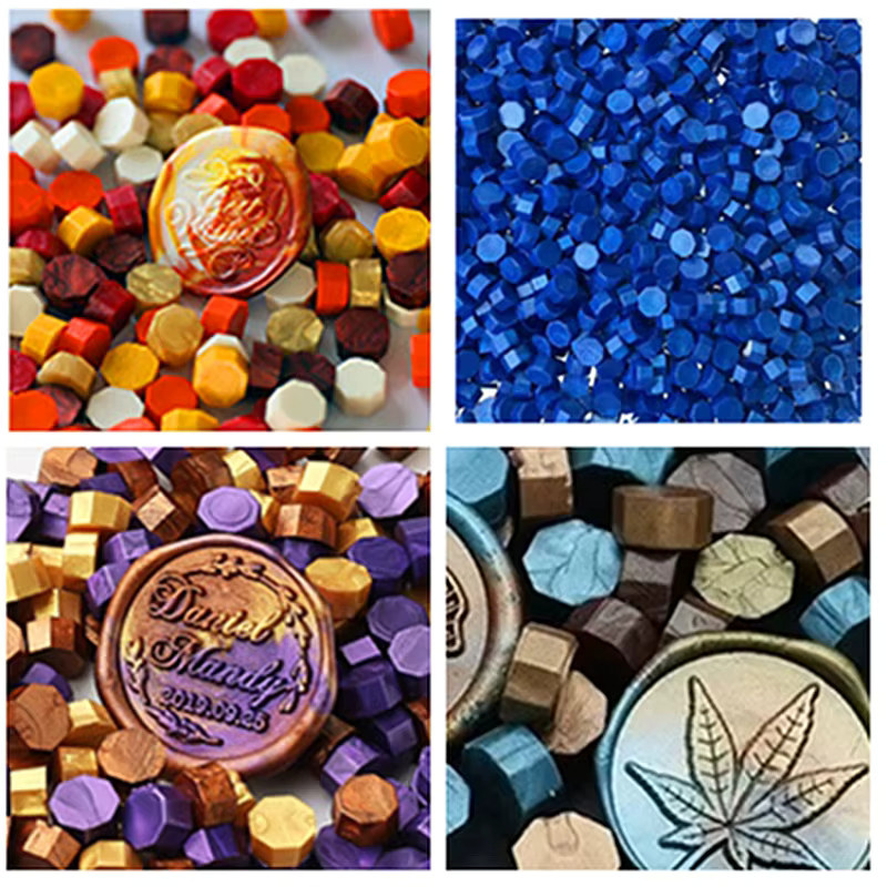 500 Stück achteckige Wachsperlen in Bronze und Multicolour zum Schmelzen und Stempeln für DIY-Bastelbedarf und Siegelungen - Bild 2