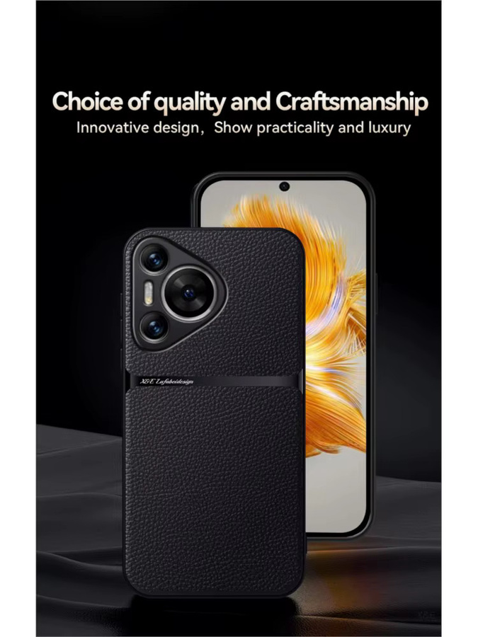 Stoßfeste Lederhülle mit Magnetfunktion für Huawei Pura 80 70 Ultra P60 P50 P40 Pro Plus in Schwarz oder Rot - Bild 6