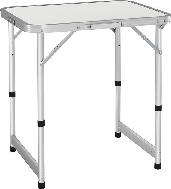 Outsunny Campingtisch höhenverstellbarer Klapptisch aus Alu und MDF in Weiß B: 60 cm, T: 45 cm, H: 47,5-64 cm - Bild 1
