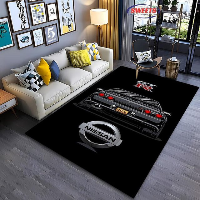 AISILK MOON Bereichsteppich GTR Rennwagen mit 3D HD Druck, rutschfest und waschbar, Polyester, Schwarz, B/T: 60 x 40 cm - Bild 1