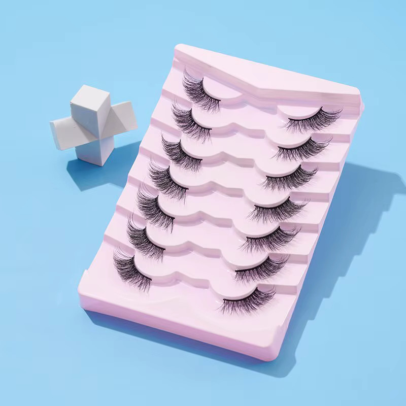 7 Paar künstliche Wimpern, Schwarz, Fischschwanz-Design, Unisex - Bild 2