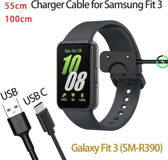 Magnetisches Ladekabel für Samsung Galaxy Fit 3 mit USB-A oder USB-C Anschluss in Schwarz - Bild 1
