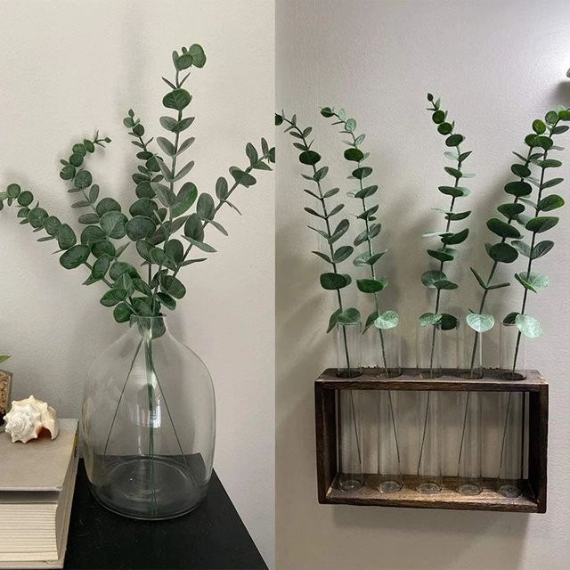 TTCY Künstliche Eukalyptusblätter Zweige in Grün und Lila für Dekoration, Hochzeiten und DIY-Geschenke - Bild 1