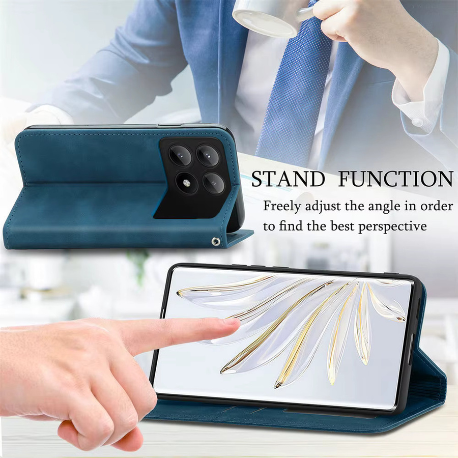 Magnetische Leder Brieftasche als Flip-Cover für Xiaomi POCO F8 Ultra 5G und POCO F8 Pro in Braun - Bild 3