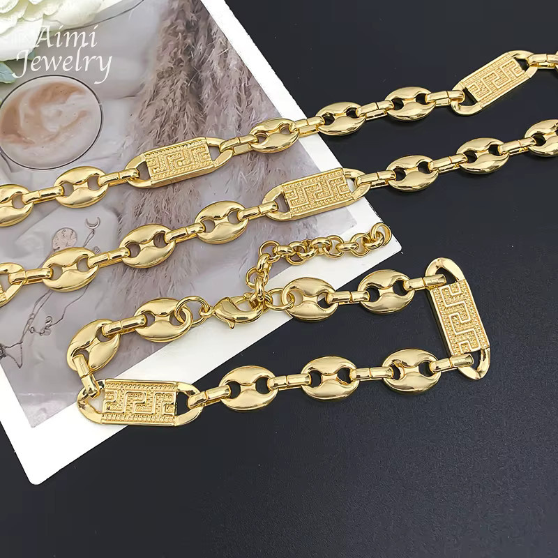HIPUNK Schmuckset, Halskette, Armband, 18 Karat vergoldet, Gold, Herren - Bild 3