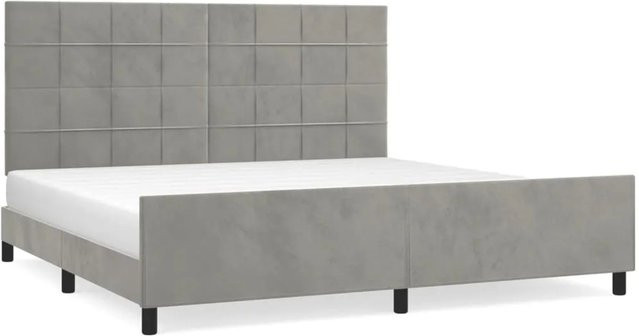 vidaXL Bettgestell mit Kopfteil in Hellgrau aus Samt, B/T: 200 x 200 cm - Bild 1