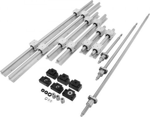VEVOR SBR20 Linearschiene Set mit 3 Kugelumlaufspindeln RM1605 und BK/BF12 CNC Kit in Silber - Bild 1