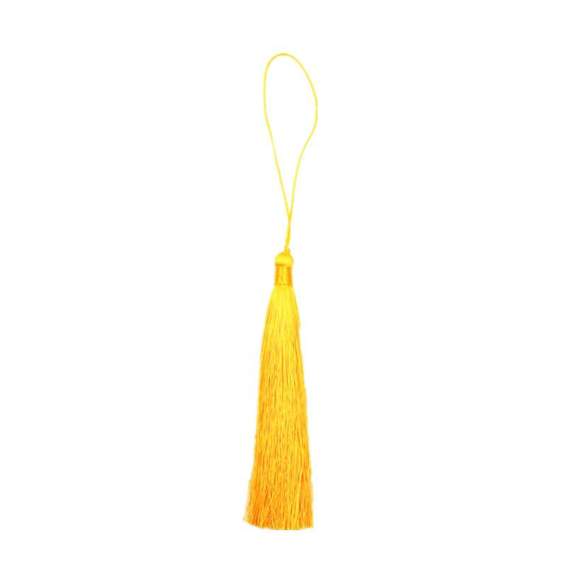 Handgefertigter Quastenanhänger aus Eis-Seide von JEWEL HOME in Goldgelb, 12 cm Länge - Bild 2