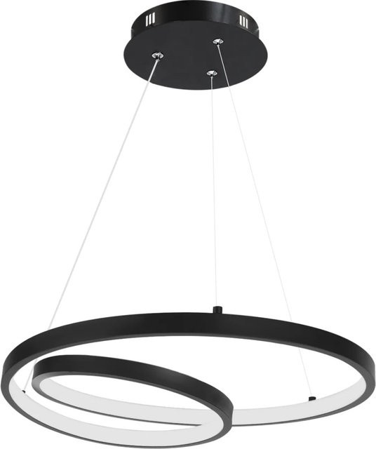 NETTLIFE LED-Pendelleuchte aus schwarzem Aluminium mit Fernbedienung, dimmbar, Durchmesser: 40 cm, Höhe: 150 cm - Bild 1