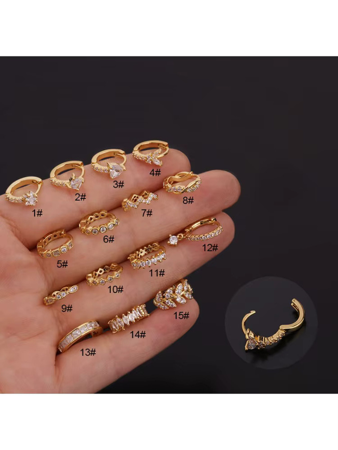 Mling Huggie Hoop Ohrringe, Edelstahl, Gold, Zirkonia, Unisex - Bild 2