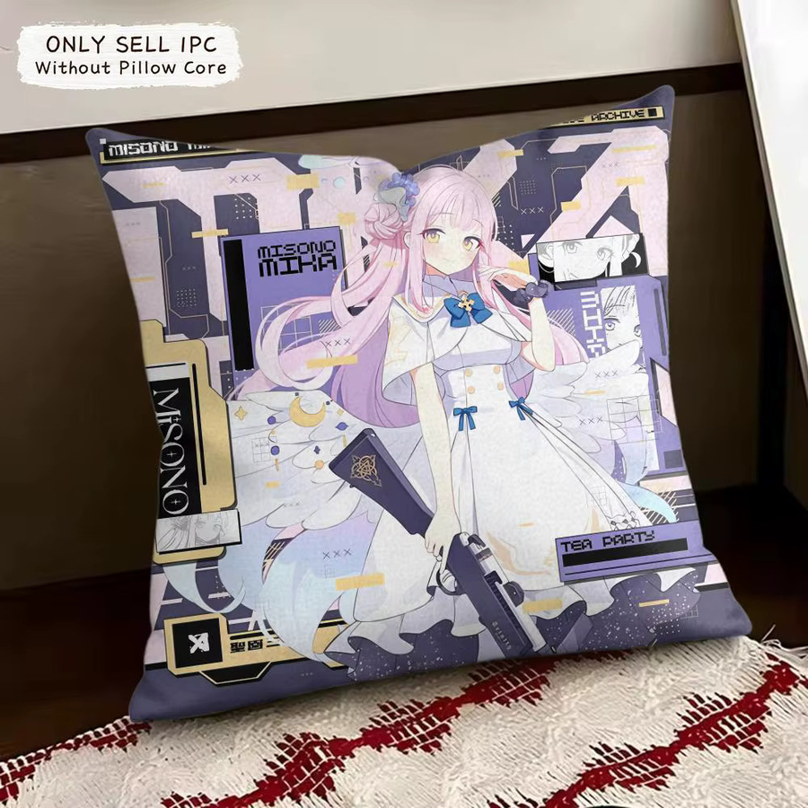 Misono Mika Blue A-Archive Kissenbezug aus Plüsch in Blau, Weiß und Multicolour, quadratisch, Breite: 30 cm, Höhe: 30 cm - Bild 3
