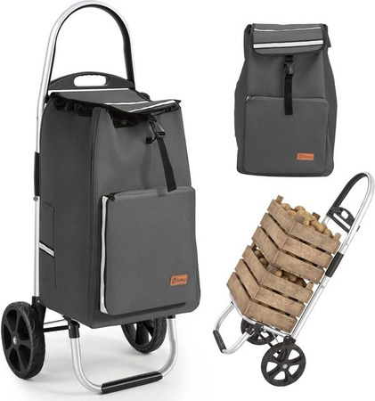 Sekey Aluminium Einkaufstrolley Handwagen faltbar Grau mit 50l Volumen und 25kg Tragkraft