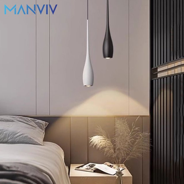 MANVIV LIGHTING Moderne LED-Pendelleuchte aus Aluminium in Silber und Weiß mit Touch-Schalter und höhenverstellbarer Aufhängung, 6 W - Bild 1