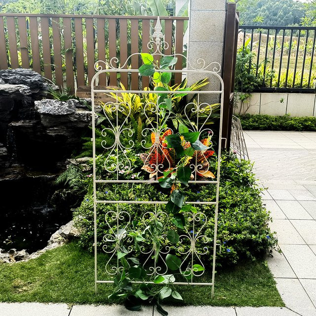 Kletterhilfe aus Schmiedeeisen für Clematis und Rosen, 2-stufiger Rankrahmen für den Garten in Grün oder Weiß, Höhe: 200 cm, Breite: 63 cm - Bild 1