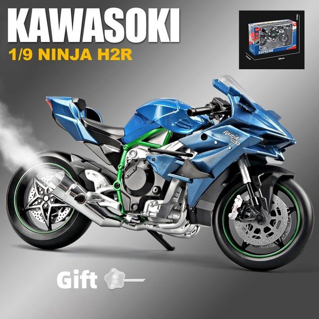 Linyi toy car H2 H2R Legierung Rennmotorrad Modell, mit Sound und Licht, 1:9 - Bild 1