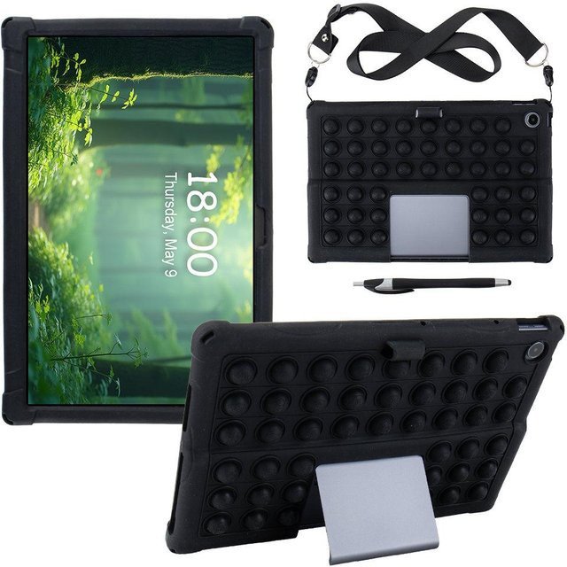 Stoßfeste Silikon-Hülle für Lenovo Tab Plus TB351FU 11.5 Zoll mit Ständer, Schwarz - Bild 1