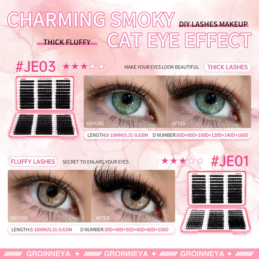 GROINNEYA Wimpern-Cluster, DIY-Wimpernverlängerung, Unisex - Bild 6
