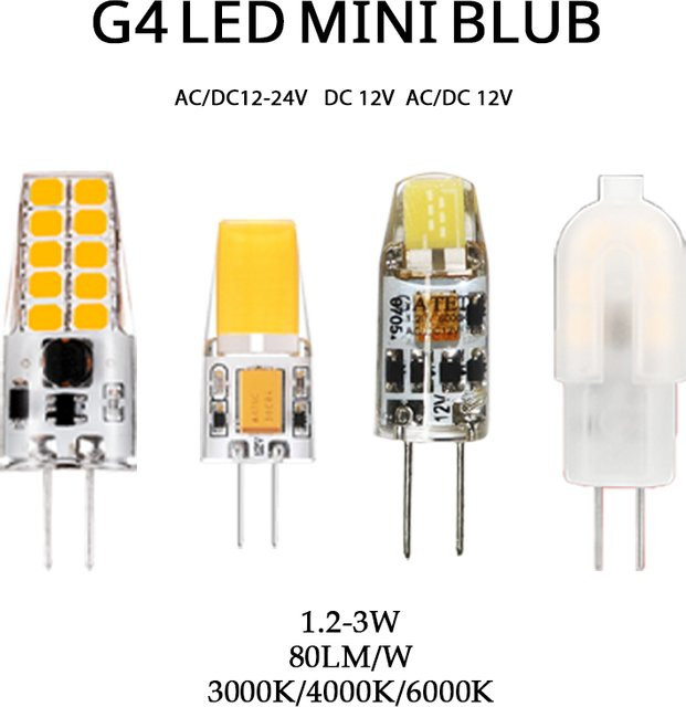 5er Set G4 LED Mini Birnen 12V Kristall Lampe für Kronleuchter, Warmweiß, Transparent - Bild 1