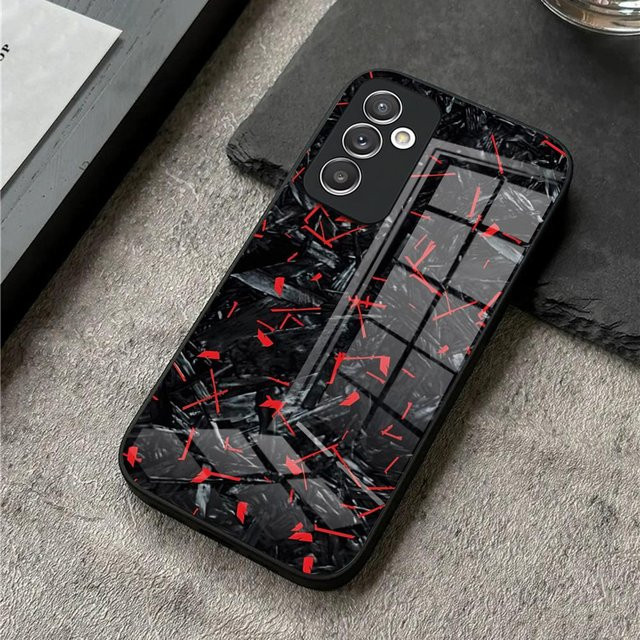 Echte geschmiedete Kohlefaser Handyhülle mit Glasabdeckung für Samsung Galaxy S25 Ultra S24 S23 S22 S21 S20 Plus A54 A34 A53 A16 in Schwarz - Bild 1