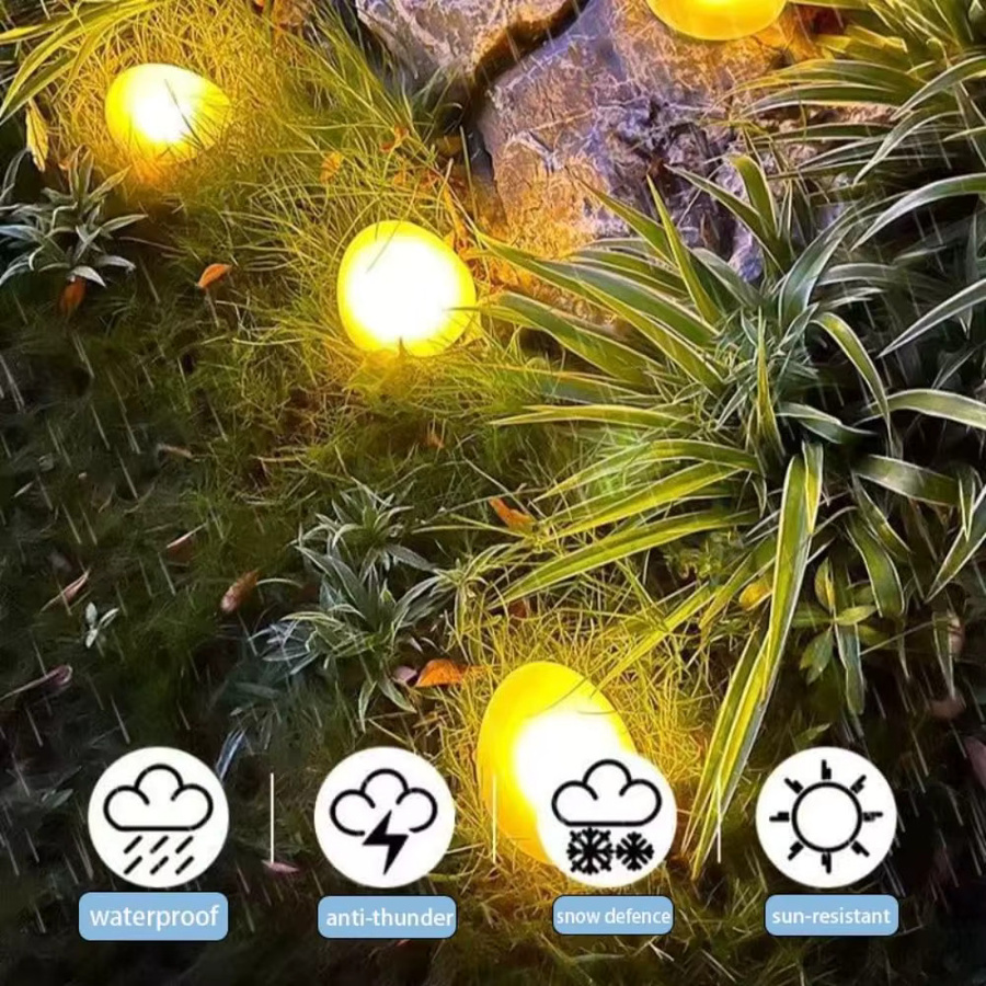 Leclstar Solar-Gartenleuchten in Steinoptik mit 4 hellen warmweißen LEDs, IP65 wasserdicht, solarbetrieben zur Dekoration von Außenwegen und Gärten - Bild 2