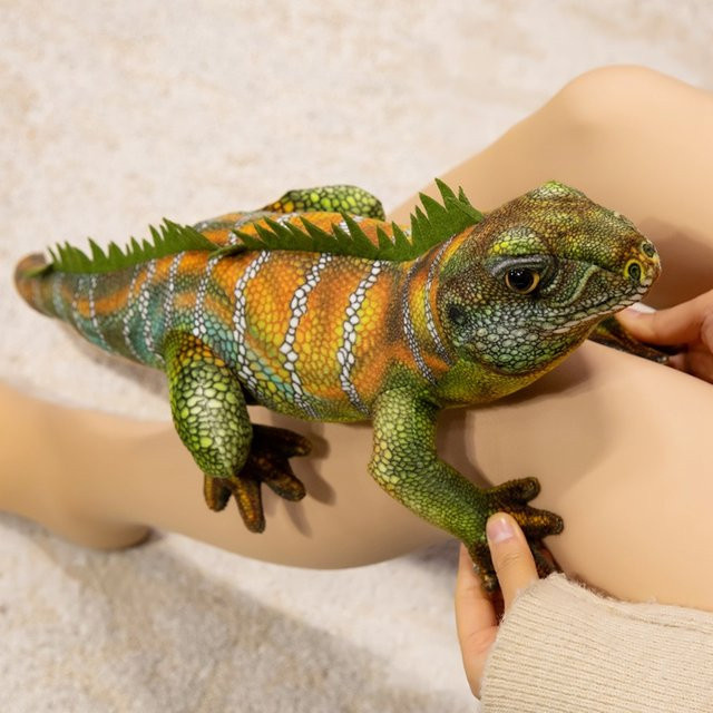 Reptilien-Drachen-Stofftier, Plüschtier, 50cm, Braun, Bunt / Mehrfarbig - Bild 1