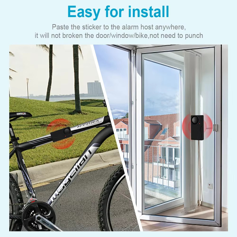 Awapow Drahtloser Vibrationsalarm mit Fernbedienung für Fahrrad, Motorrad, Tür und Fenster, 110dB, Schwarz - Bild 5