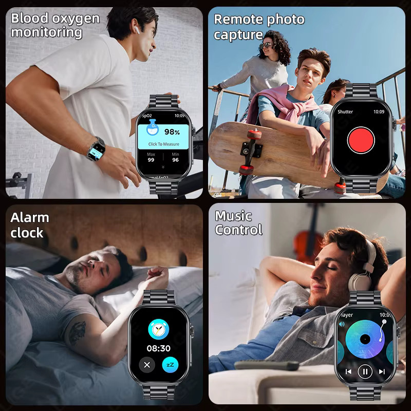 LIGE Smartwatch mit 2,01 Zoll Display für Herren und Damen mit Anruf-Funktion, Herzfrequenzmessung, SpO2 und Schlafüberwachung, wasserdicht, in Schwarz oder Pink - Bild 3
