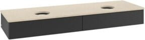 V&B Waschtischunterschrank Antao mit Frontstruktur und Beleuchtung, Farbe: Blau, B/T: 160 x 50 cm - Bild 1