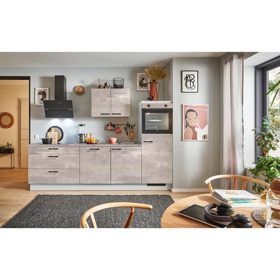 Küchenzeile pino in Beton Art Perlgrau mit 1 Geräteschrank, Breite: 270 cm, Höhe: 174 cm, Tiefe: 60 cm - Bild 2