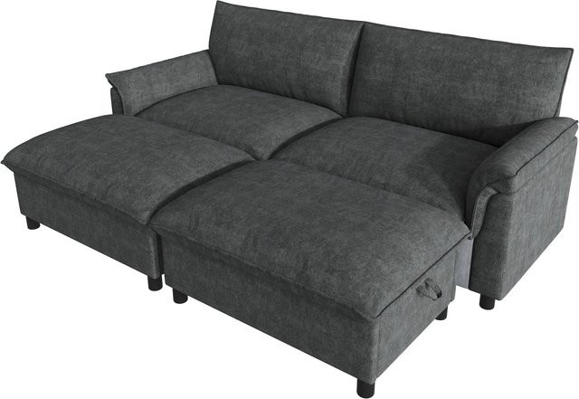 Merax Cloud Sofa U-Form Modular in Schwarz und Grau, Polsterstoff, B/T/H: 216 x 82 x 77 cm - Bild 1