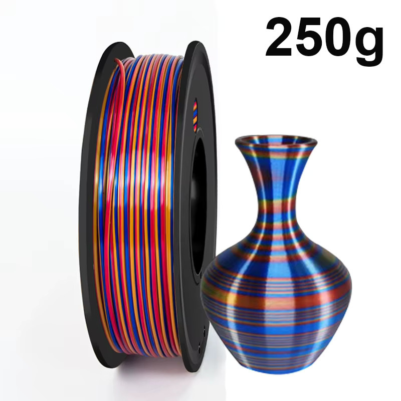 Zweifarbiges PLA-Seiden-Filament für 3D-Drucker, Durchmesser: 1,75 mm, Farben: Gold, Rot und Blau - Bild 2