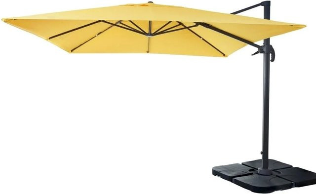 Gastronomie-Ampelschirm MCW A96 in Gelb mit Ständer, drehbar, Polyester, Alu und Stahl, B/T/H: 3 x 3 x 4,24 m - Bild 2