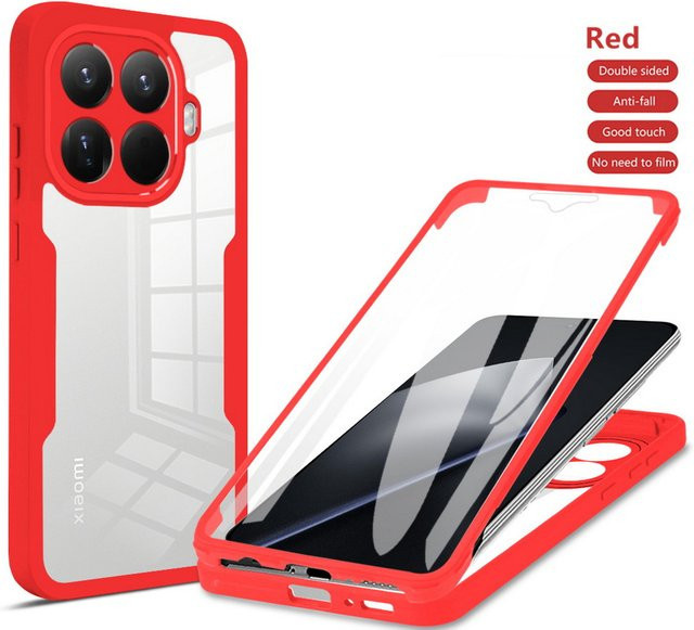 Transparente 360 Grad Schutzhülle für Xiaomi 11 12 13 14 15 Ultra und Pro Modelle, stoßfeste Silikon-Schutzhülle in Schwarz - Bild 1
