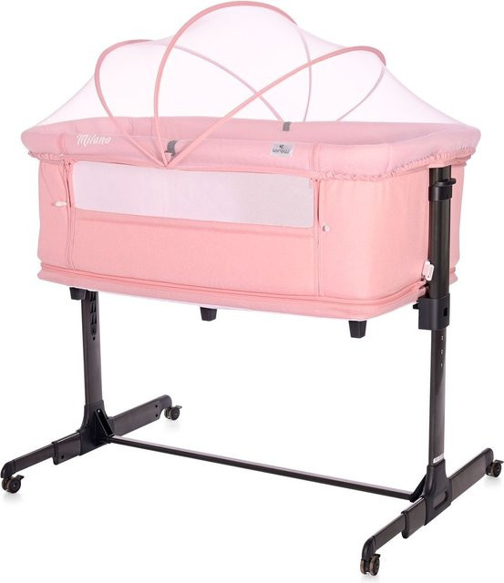 Lorelli Beistellbett Milano 2in1 höhenverstellbar mit Matratze und Moskitonetz in Rosa - Bild 1