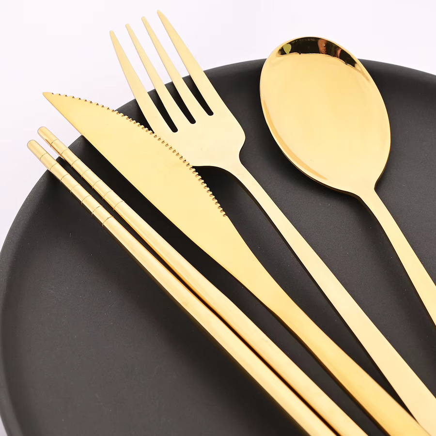 Zoseil 8-teiliges Besteckset aus Edelstahl in Gold und Silber, poliert im koreanischen Stil mit Löffeln und Stäbchen - Bild 2