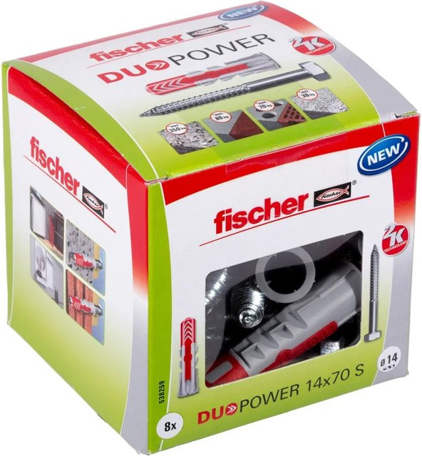 Fischer DuoPower Allzweckdübel aus Nylon in Grau, Durchmesser: 14 mm, Länge: 70 mm - Bild 3